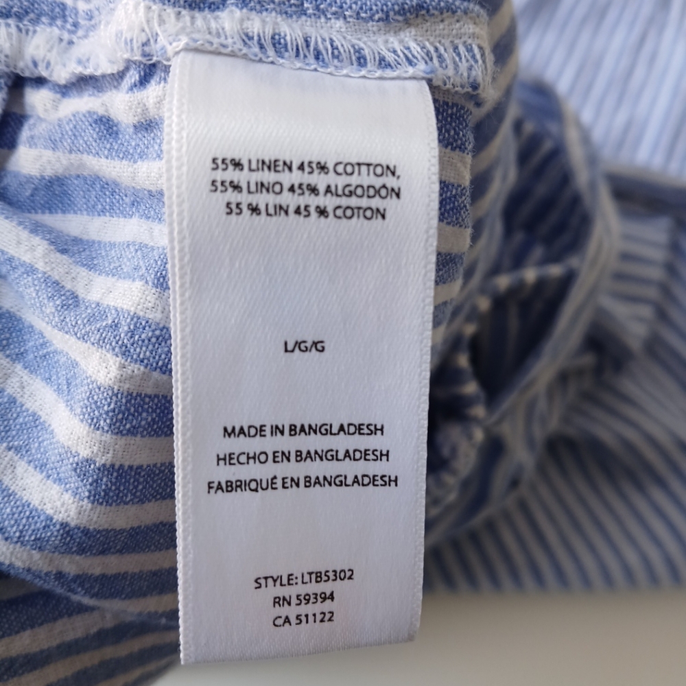 beachlunchlounge Blue and White Striped Wide Leg Pants - Picture 5 of 6